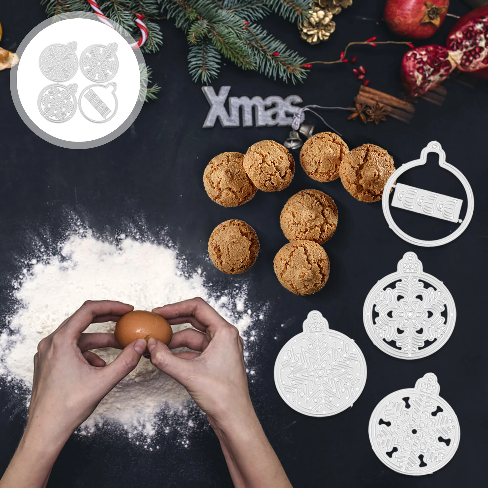 

4Pcs Snowflake Cutting Dies Set Christmas Craft Embossing Dies Durable Carbon Steel for DIY Scrapbooking Die Cuts for Making