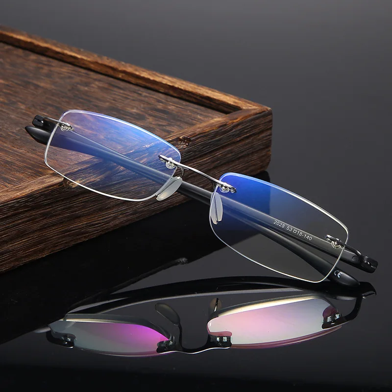 TR90 Women Rimless Reading Glasses Men Presbyopic Glasses Al-Mg Alloy Frame Anti Blue Light Diopters Lenses Prescription Eyewear