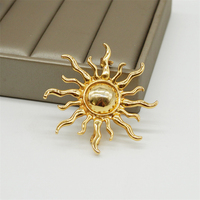 Antique Jewelry Fashion Golden Sun God Brooch for Women Men Coat Accessories Female Vintage Crystal Brooches