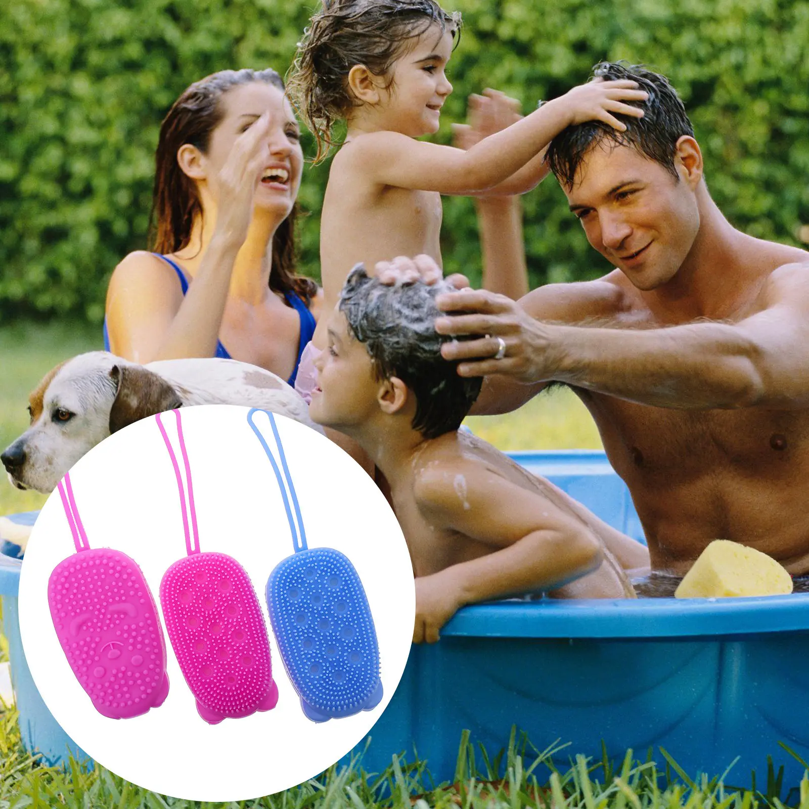 

Набор из 3 силиконовых щеток для душа: для отшелушивания кожи, массажа и глубокой очистки, скрабер для спины, массажер для тела