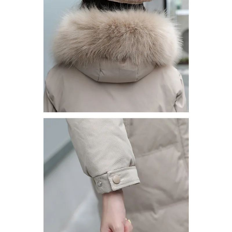 2023 New Women Down Cotton Coat Winter Jacket Female Long Large Size Parkas Slimming Hooded Outwear Thicken Fur Collar Overcoat