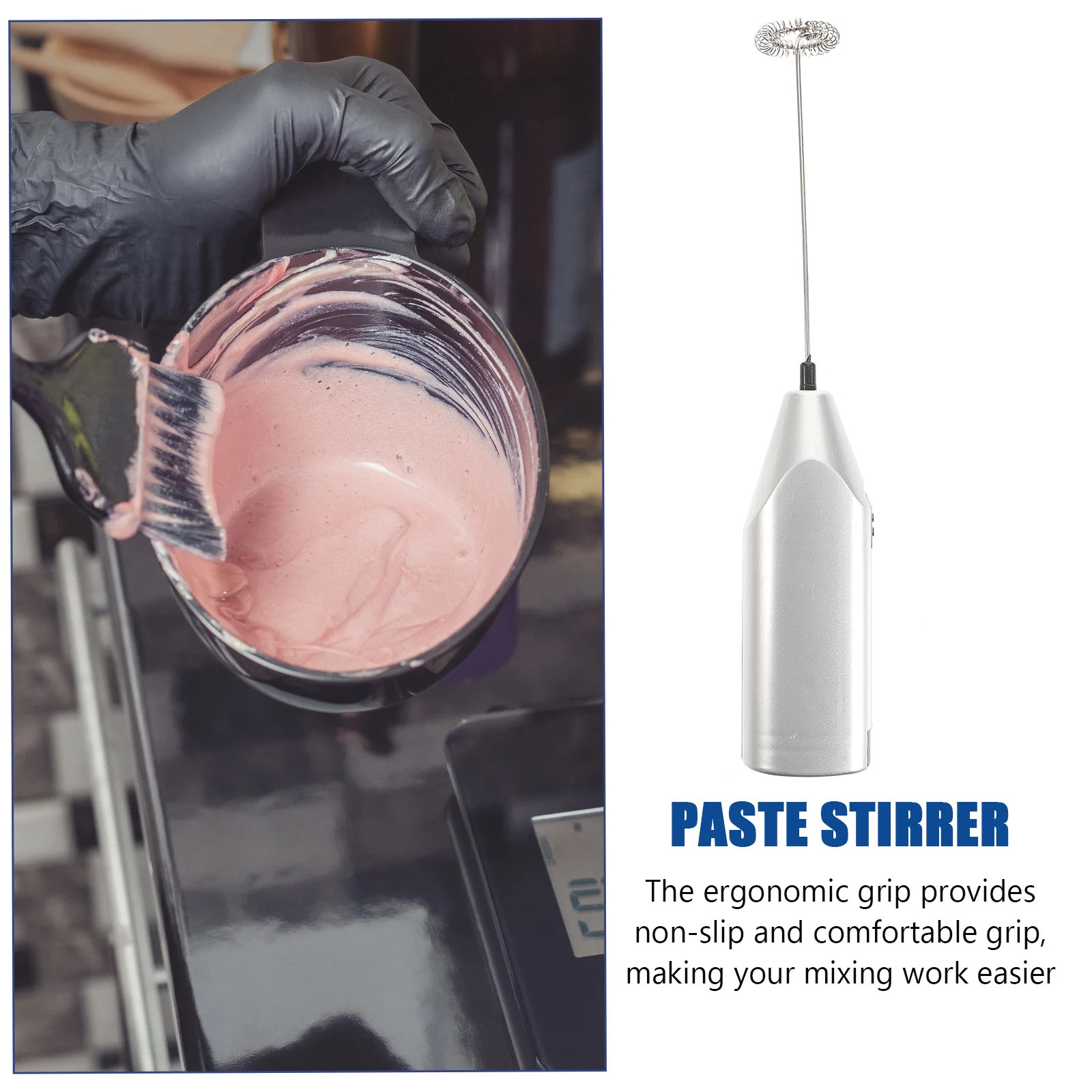 

1 шт., электрический миксер для крема для волос из нержавеющей стали, легкая мешалка для краски волос, нескользящая ручка для салона, домашнего использования, быстрая