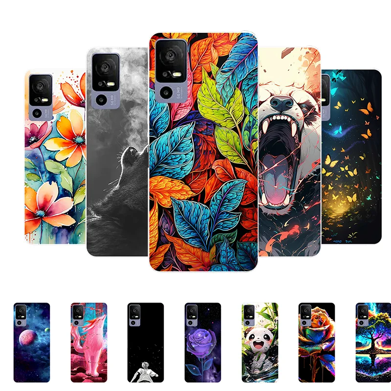 For TCL 40R 5G Case 40 R Leaves Panda Soft Silicone Back Cover for TCL 40R T771K T771A T771H Bumper TCL40R Phone Case