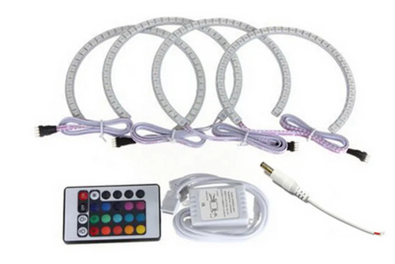 12V Super Bright RGB LED Halo Angel Eyes Rings Kit CE Certified With Remote For BMW E36 E38 E39 E46 Headlight