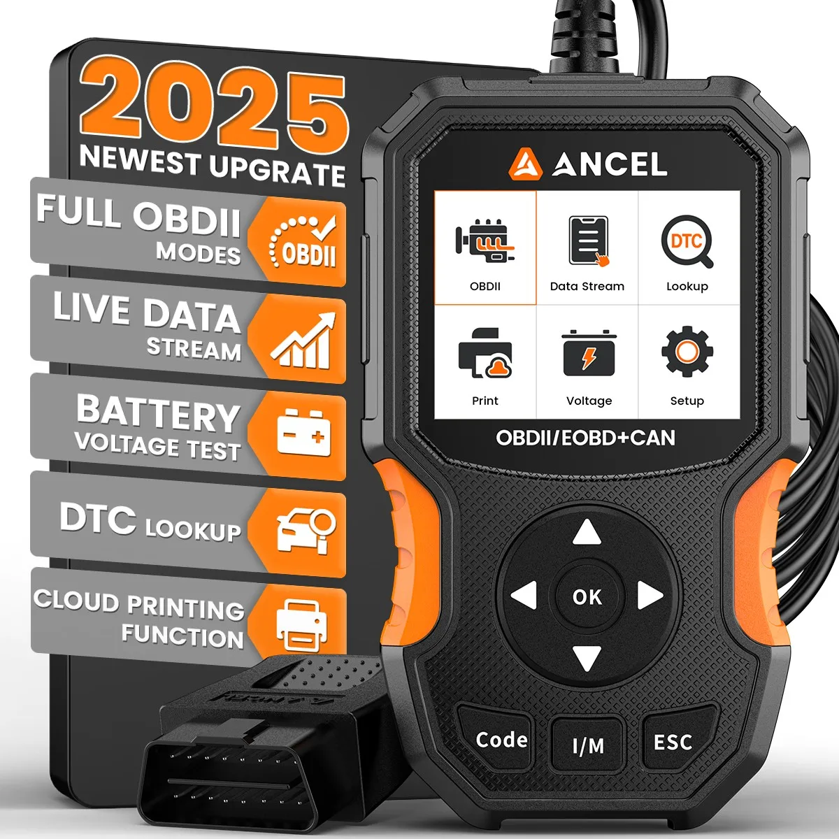 

ANCEL AS300 OBD2 сканер считыватель кодов двигателя диагностический инструмент тест напряжения I/M готовый государственный тест датчика кислорода для всех автомобилей OBD2