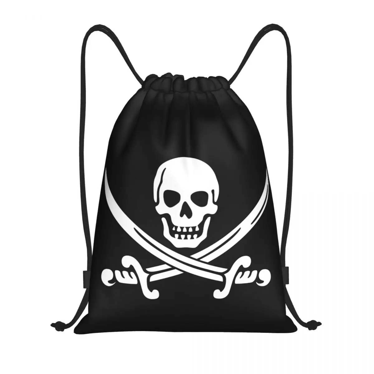 Jolly Roger Skull Drawstring Mochila, Sport Gym Sackpack, Portátil, Pirate Flag, Training Bag, Mulheres e Homens