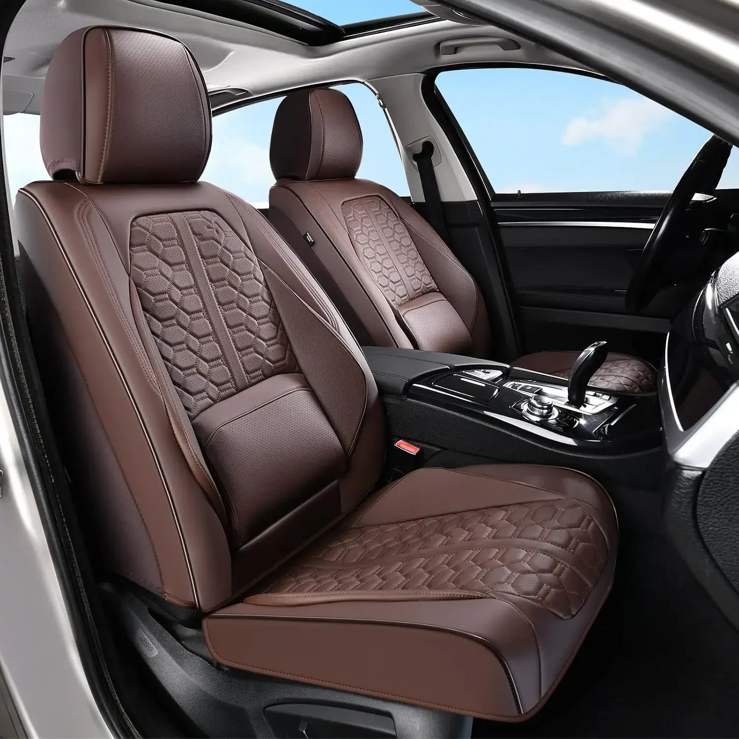 Car Seat Covers Full Set, Car Seat Cushion Cover, Full-Cover Leather Car Seat Covers Front and Rear 5 Seats, Waterproof
