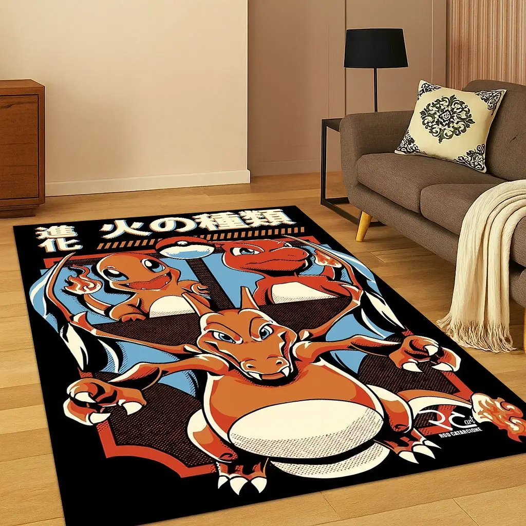 

Детский ковер с героями мультфильмов «Покемон Чарризард Пикачу» для игровой комнаты, гостиной, спальни, коврик для двери, декор, детский нескользящий игровой коврик, подарок