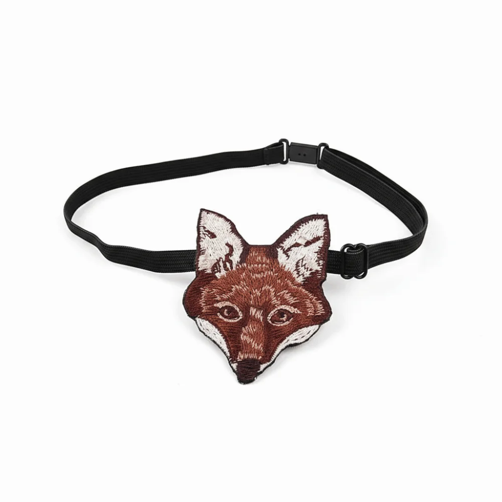 New Fox Design Women Bow Tie Charm Adjustable Embroidered Bow Tie Elastic Band Neck Tie for Shirt