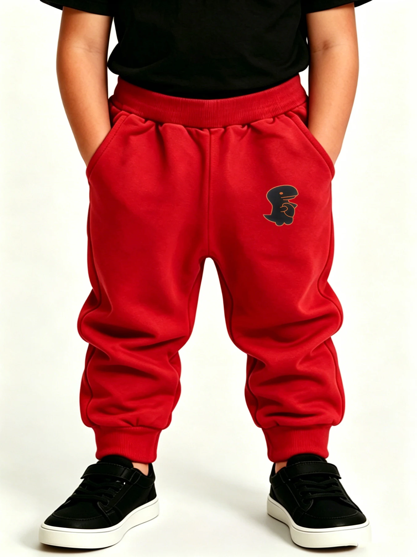 2PCS Kids Sports Pants SkyBlue & Red Dinosaur Print Joggers Casual Sweatpants for Boys & Girls Four Seasons Daily Wear Trousers
