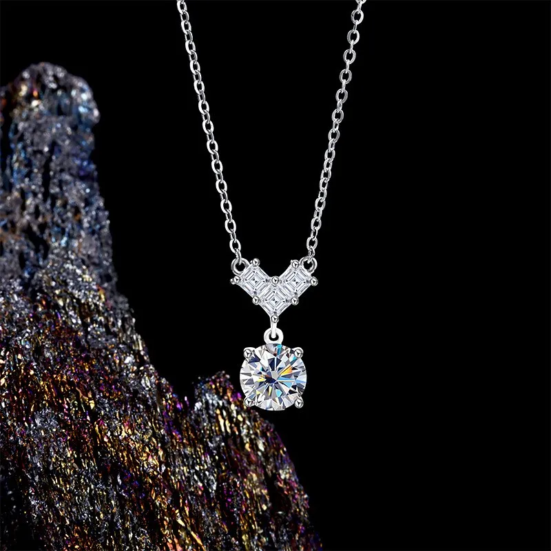 

ZFSILVER классическое муассанитовое роскошное ожерелье с подвижной буквой V в форме сердца, серебро 925 пробы для очаровательных женщин, модные вечерние ювелирные изделия, подарок MS-2141B