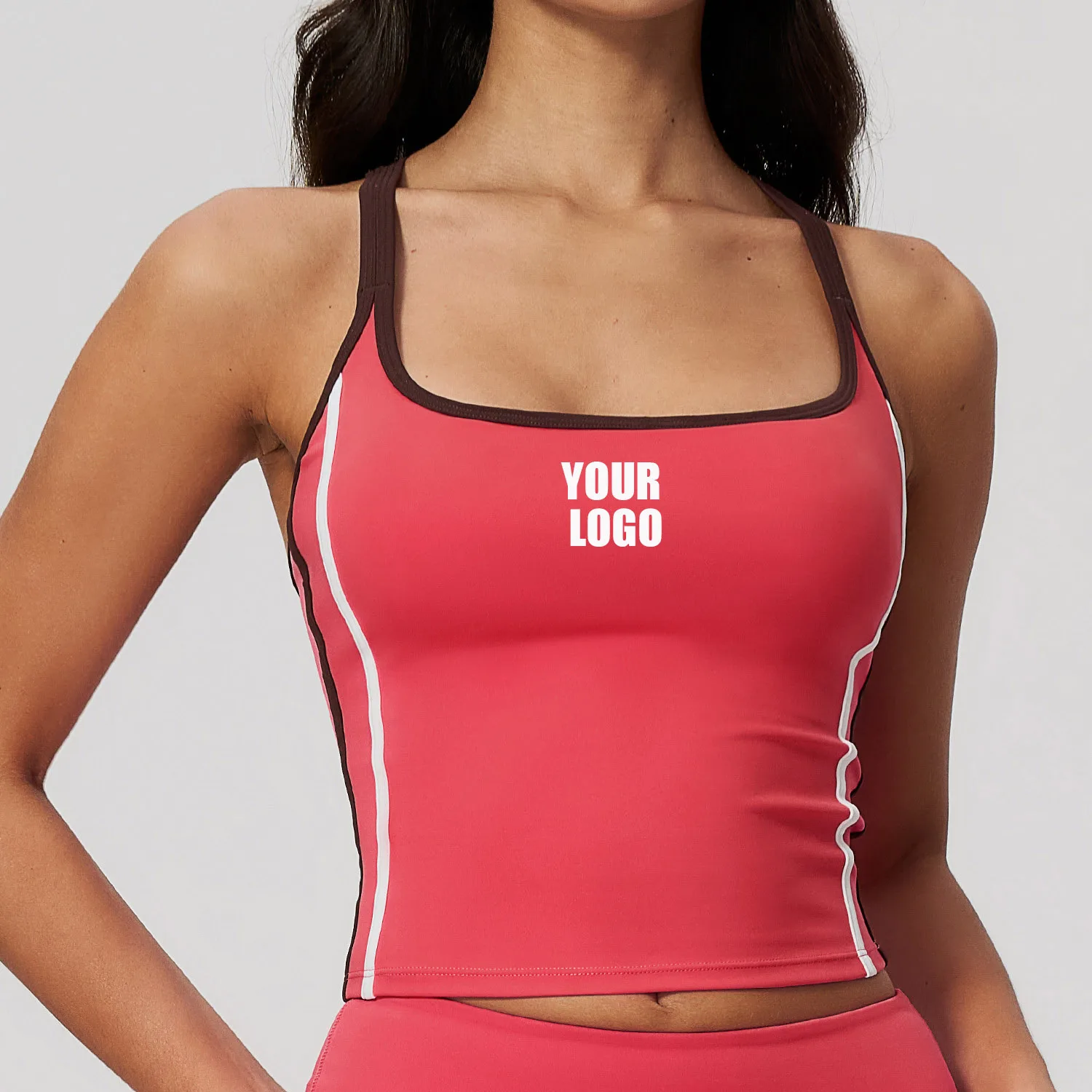 Personalized LOGO Customized Women's Sports Vest Women's Cross Beauty Back Hollow Pilates Training Shockproof Yoga Vest