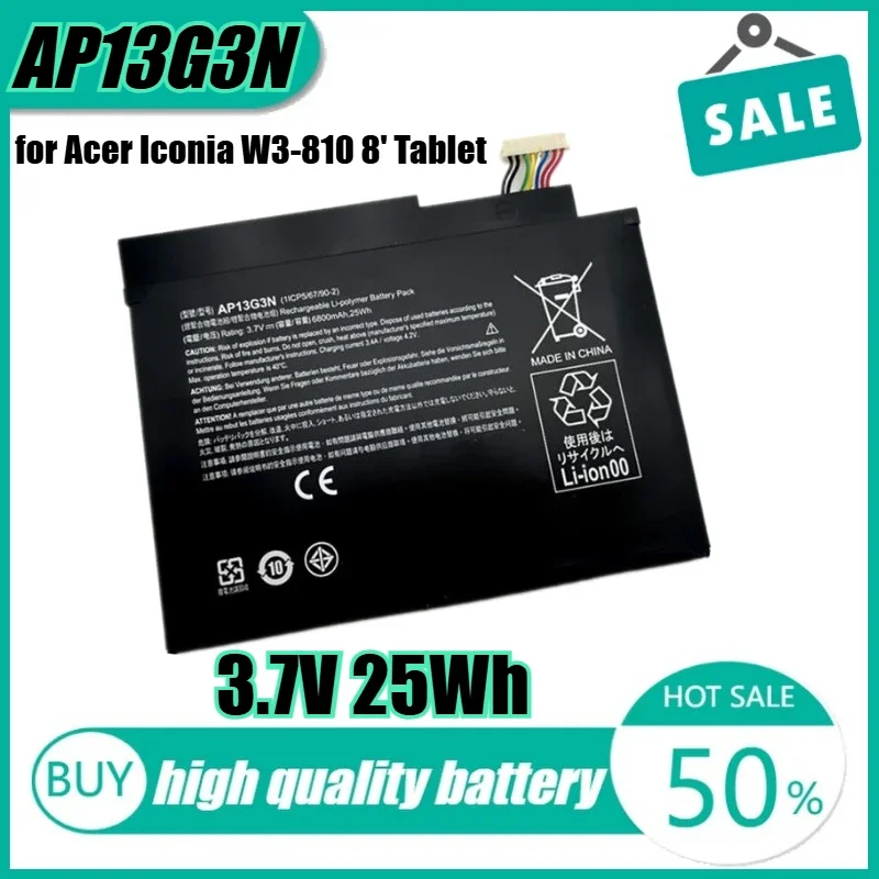 

3,7 В, 25 Втч, AP13G3N, аккумулятор для ноутбука Acer Iconia W3-810, 8-дюймовый планшет 1ICP5/67/90-2