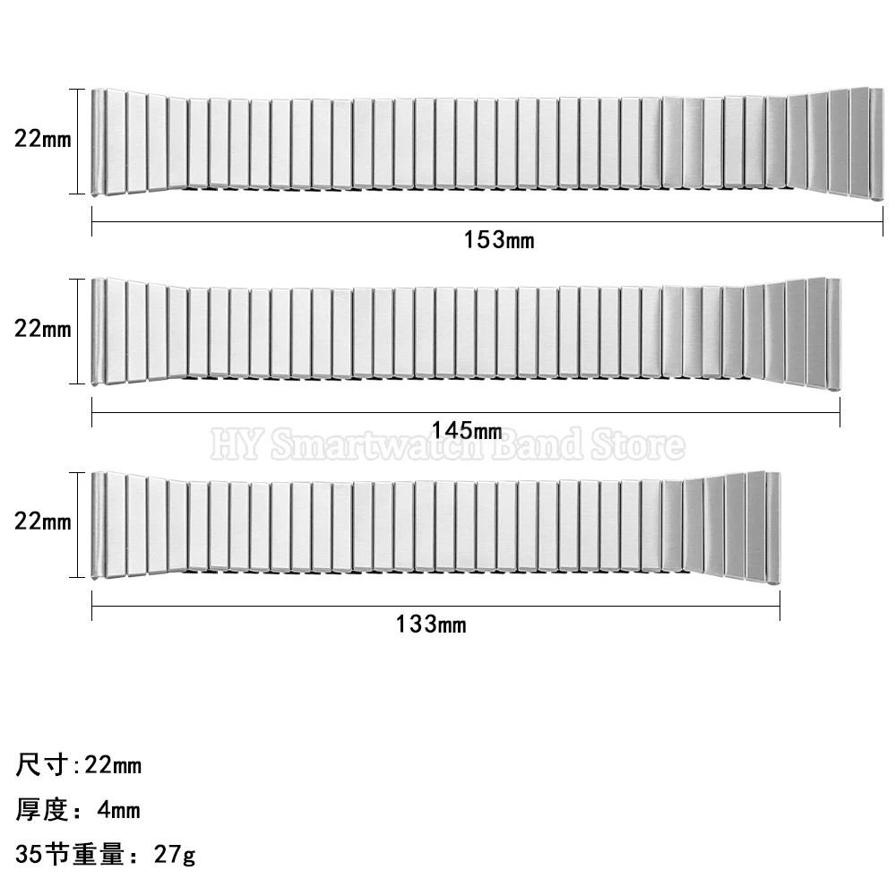 22mm Stainless Steel Elastic Watch Strap for Men Women Metal Stretch Expansion Wrist Band Universal Bracelet Watch Accessories