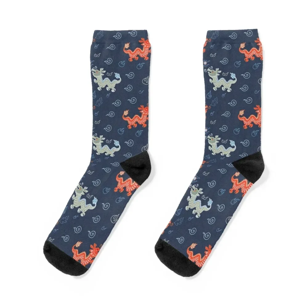 

Oriental Dragon - Blue Socks designer Heating sock Socks Men Women's