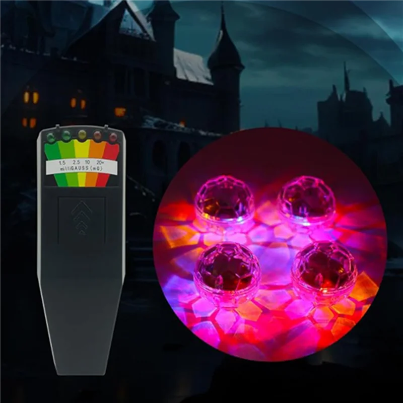 【New User Coupon】2X Ghost Equipment Kit, EMF Meter And 4 Pcs Motion Light Up Cat Balls, Emf Meter Detector Ghost Equipment