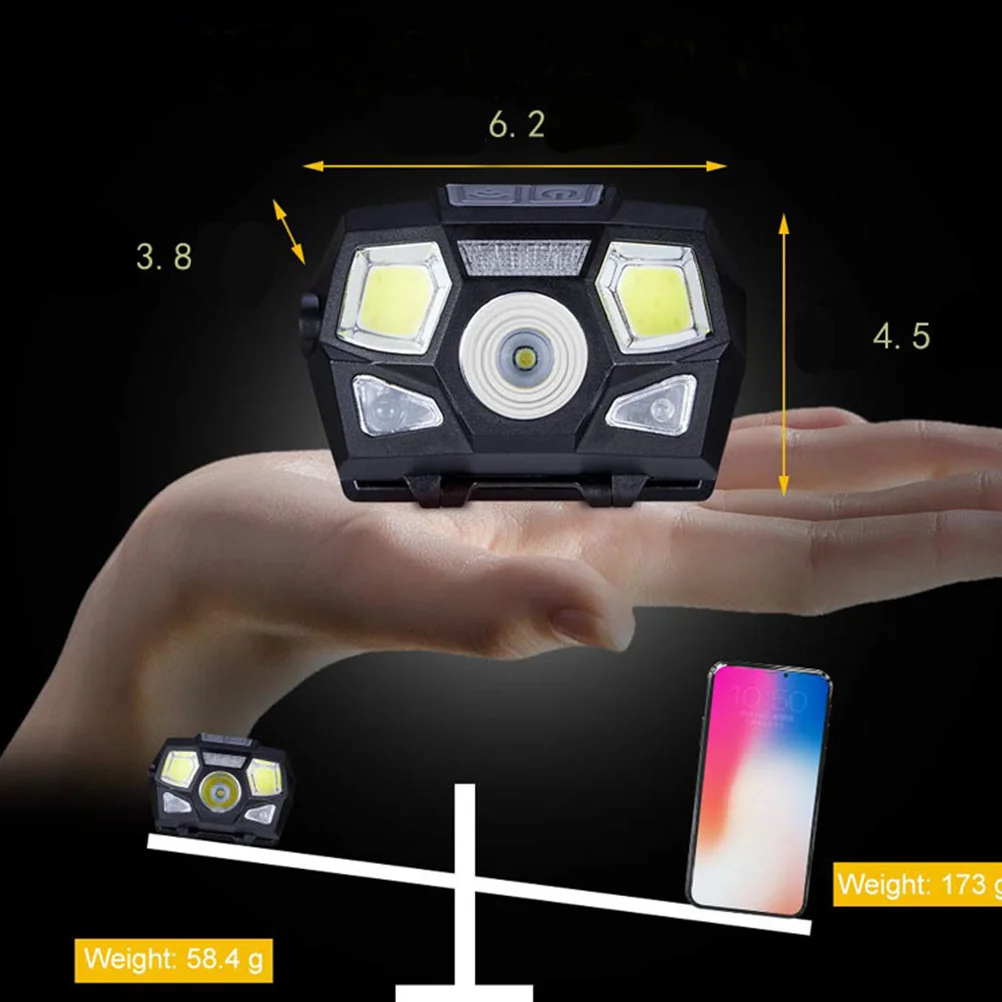 

2Pcs USB Rechargeable Xpe Cob LED Headlamp Waterproof Motion Sensor Light for Camping Hiking Fishing Night Work