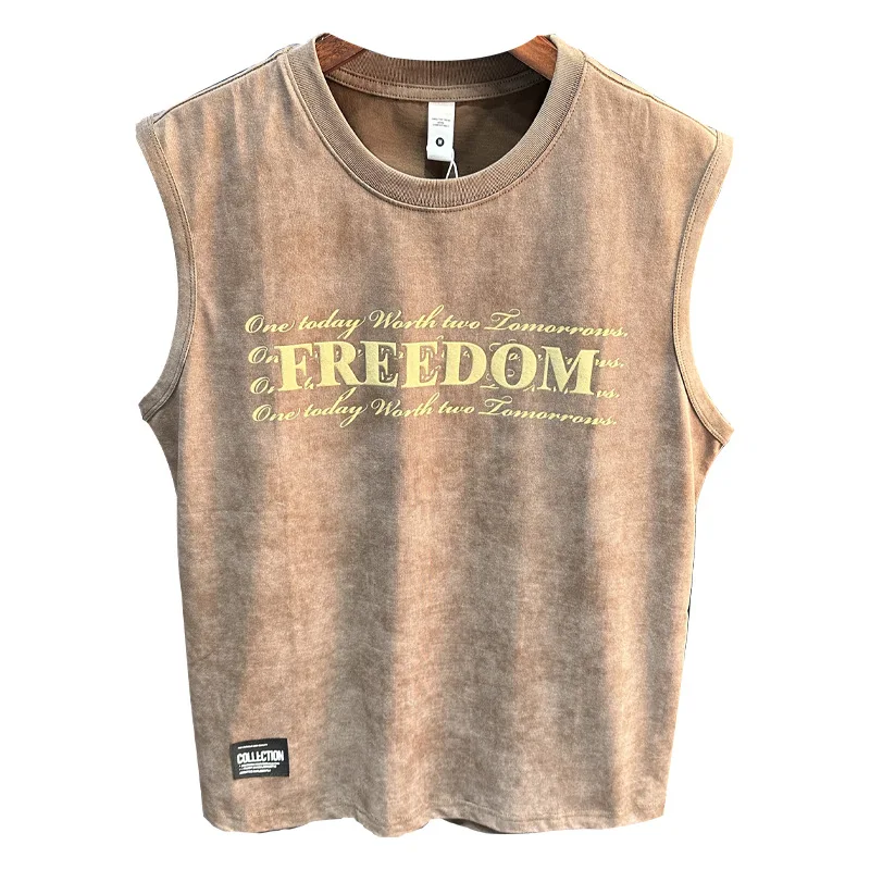 2025 Summer New Sports Fitness Loose Tank Top Men's Sleeveless T-shirt Trendy Versatile Casual Top