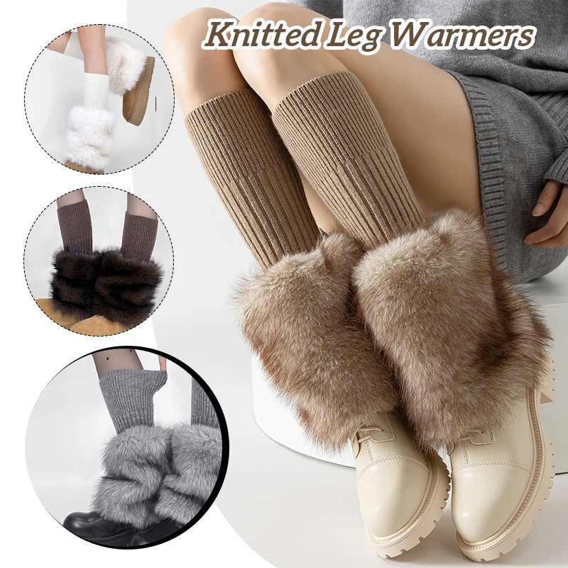 

Women's Winter Warm Plush Leg Warmers Y2K Fashion Slouch Sock Knitted Socks Cover Harajuku Thickened Mid-Calf Sock Boot Covers