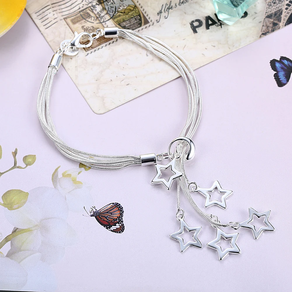 Trend feines 925er-Sterlingsilber, hübsches Stern-Halsketten-Armband für Damen, Schmuckset, Party-Designer-Schmuck, klassische Paar-Geschenke