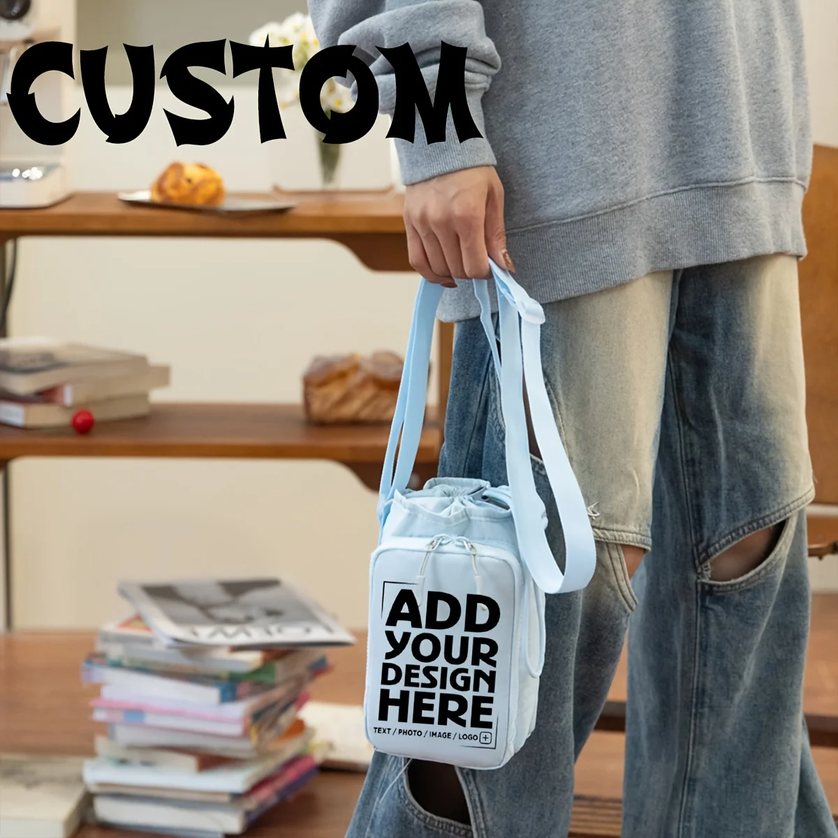 Personalized Custom Logo Text Nylon Crossbody Bag Lightweight Bottle Phone Pouch Adjustable Strap Travel Shoulder Bag for Women