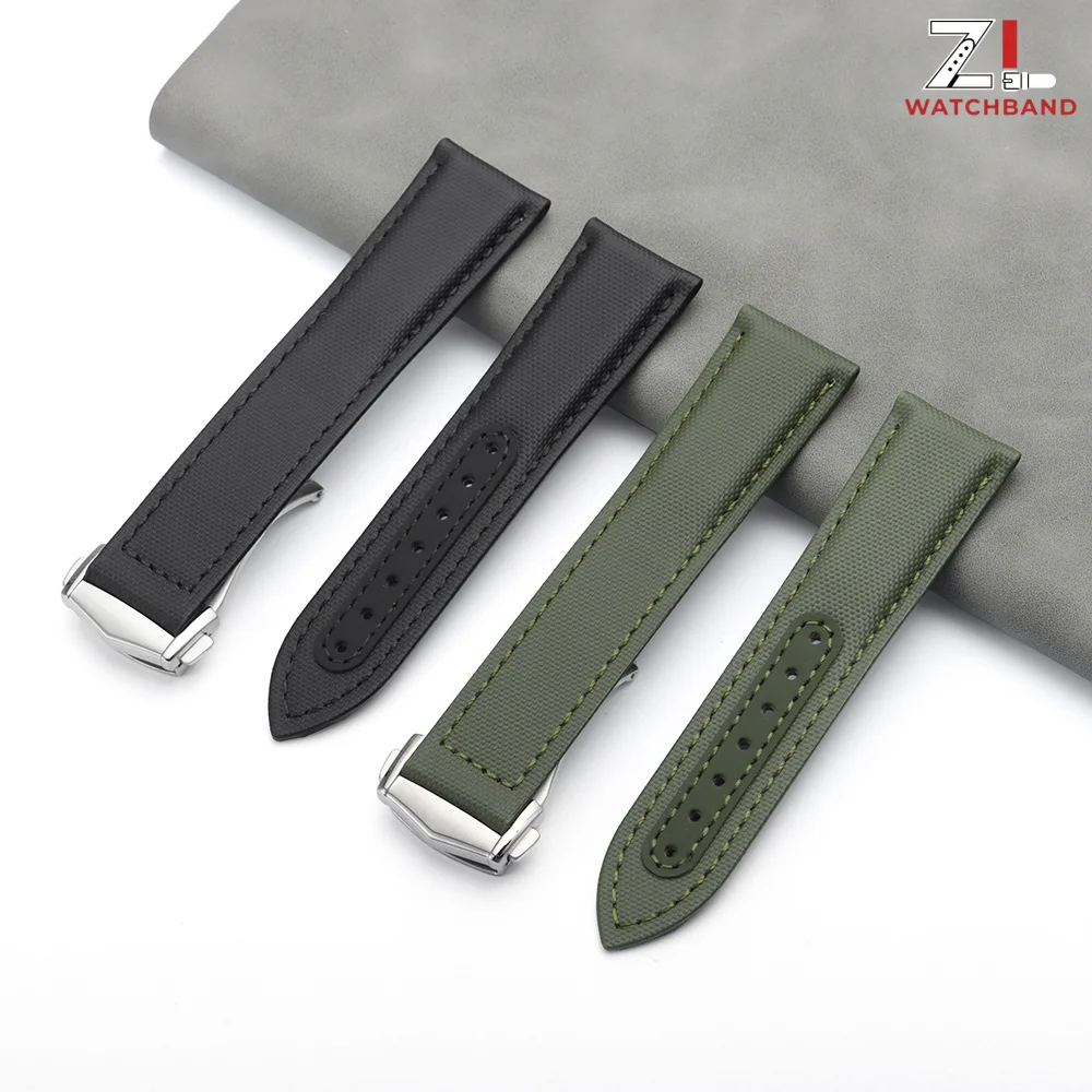 20mm 21mm 22mm Nylon Sailcloth Straps For Omega Seamaster 300 Watch Strap for Speedmaster AT150 Canvas Folding Buckle Watchband view 3