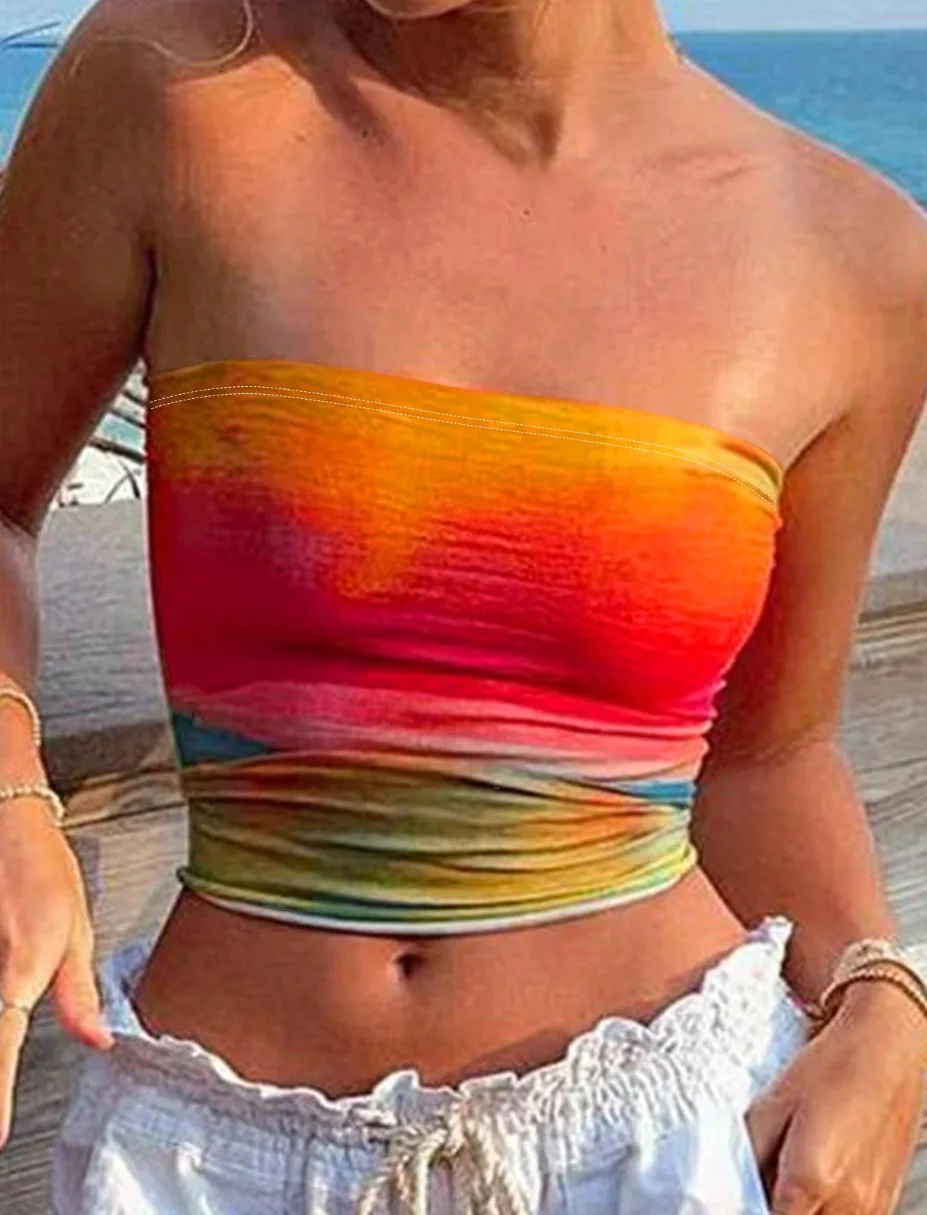 

Women's Tie-Dye Strapless Top