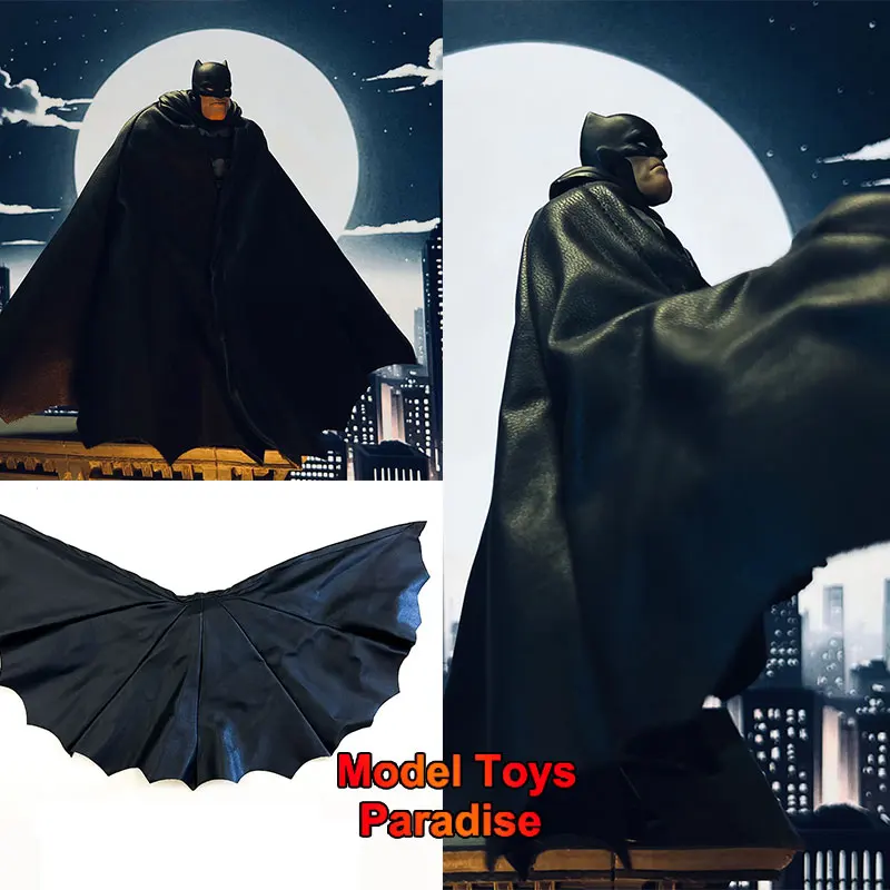 (Senza figura) Mantello da collo appeso a forma di pipistrello in scala 1/12 fatto a mano Cavaliere oscuro Mantello nero adatto al corpo della figura d'azione Mafex da 6 pollici