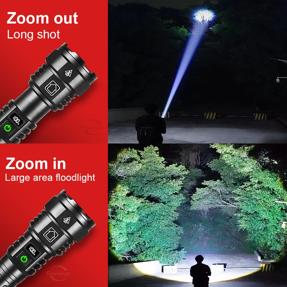 1000000LM 800W Powerful Flashlight Rechargeable High Power LED Flashlights Long Range 2000m Spotlight Tactical Torch LED Lantern