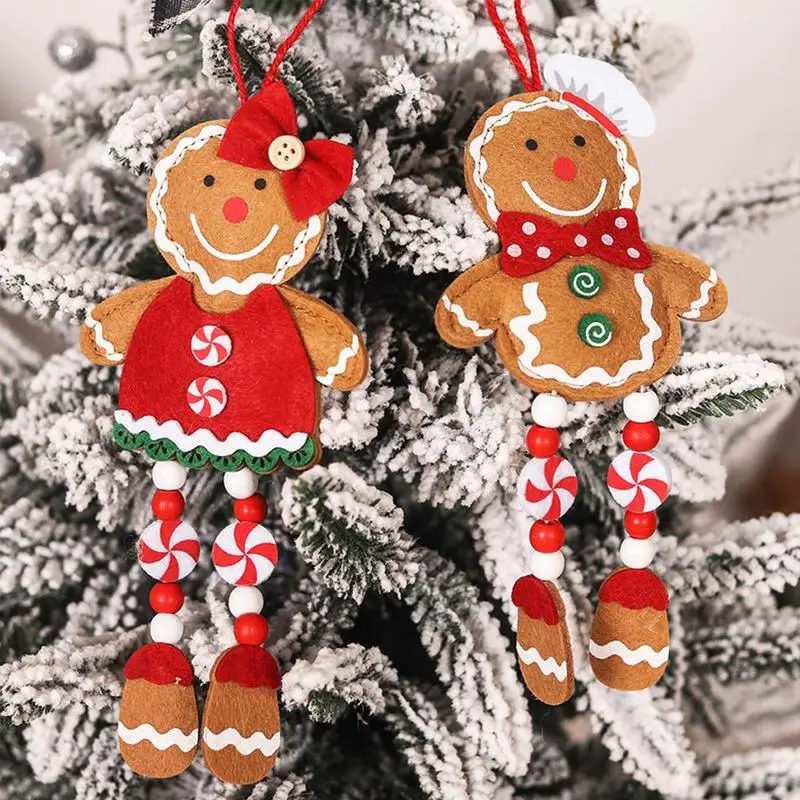 Christmas Tree Pendant Felt Ornaments 2024 Xmas Festival Party Supplies Gingerbread Man Hanging Decoration 2025 New Year