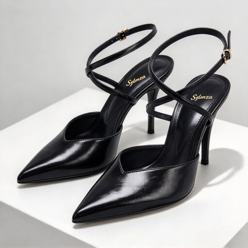 V-cut V-cut Pointed Toe Heeled Slingback Shoes Women Fashion Criss-cross Strap Stiletto Sandals Luxury Ankle Buckle Banquet Dress Shoe - Aliexpress Deal