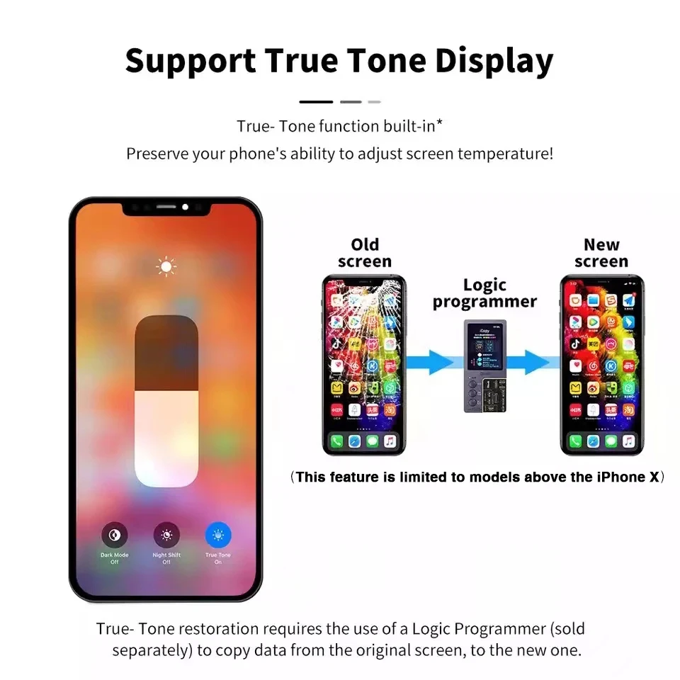 JK LCD Display Peças de Reposição, Digitador Touch Screen, Nenhum Pixel Morto, iPhone X, XS, XR, 11, 11Pro Max, 12, 12Pro Max, 13