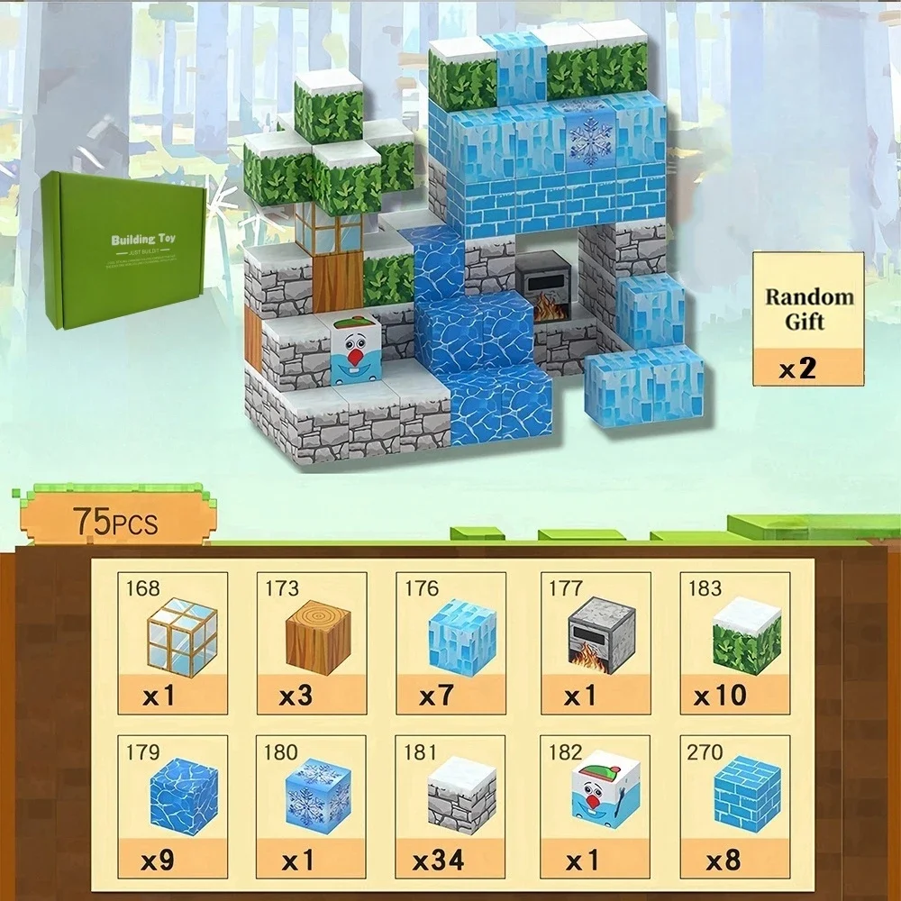 Le cadeau de bloc de construction magnétique convient aux enfants, modèle d'assemblage éducatif de puzzle créatif, cadeaux d'anniversaire, de noël et d'halloween