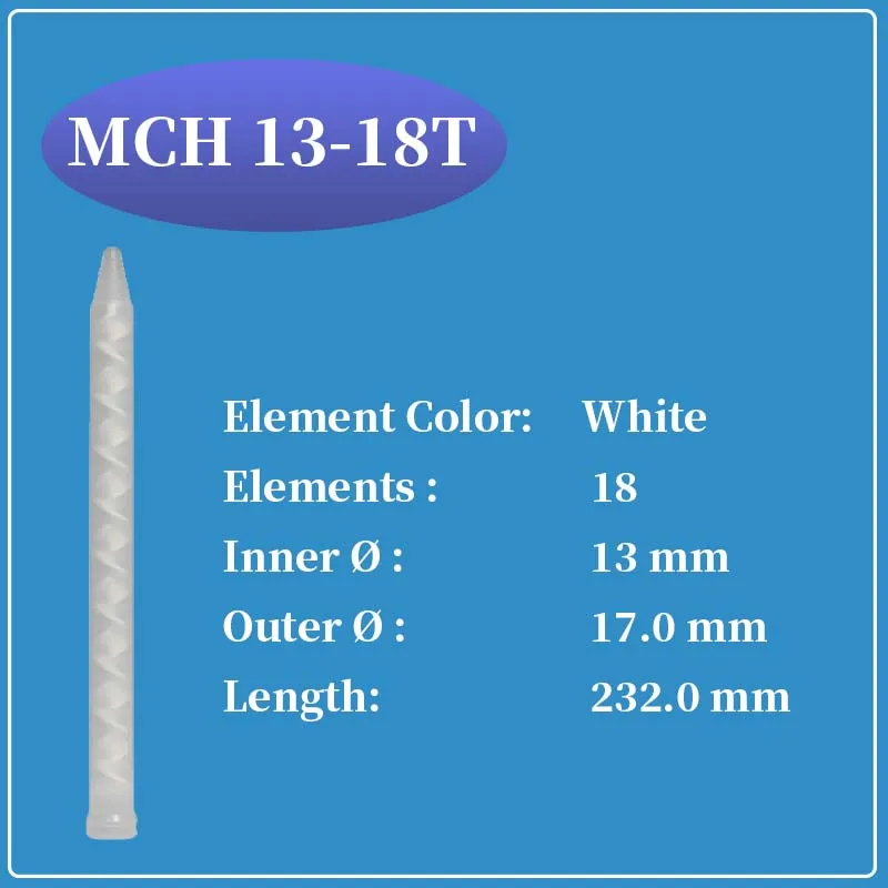 

Mixpac MCH 13-18T статический смеситель, одноразовая насадка для смешивания клея для двухкомпонентного картриджа, 50 шт.