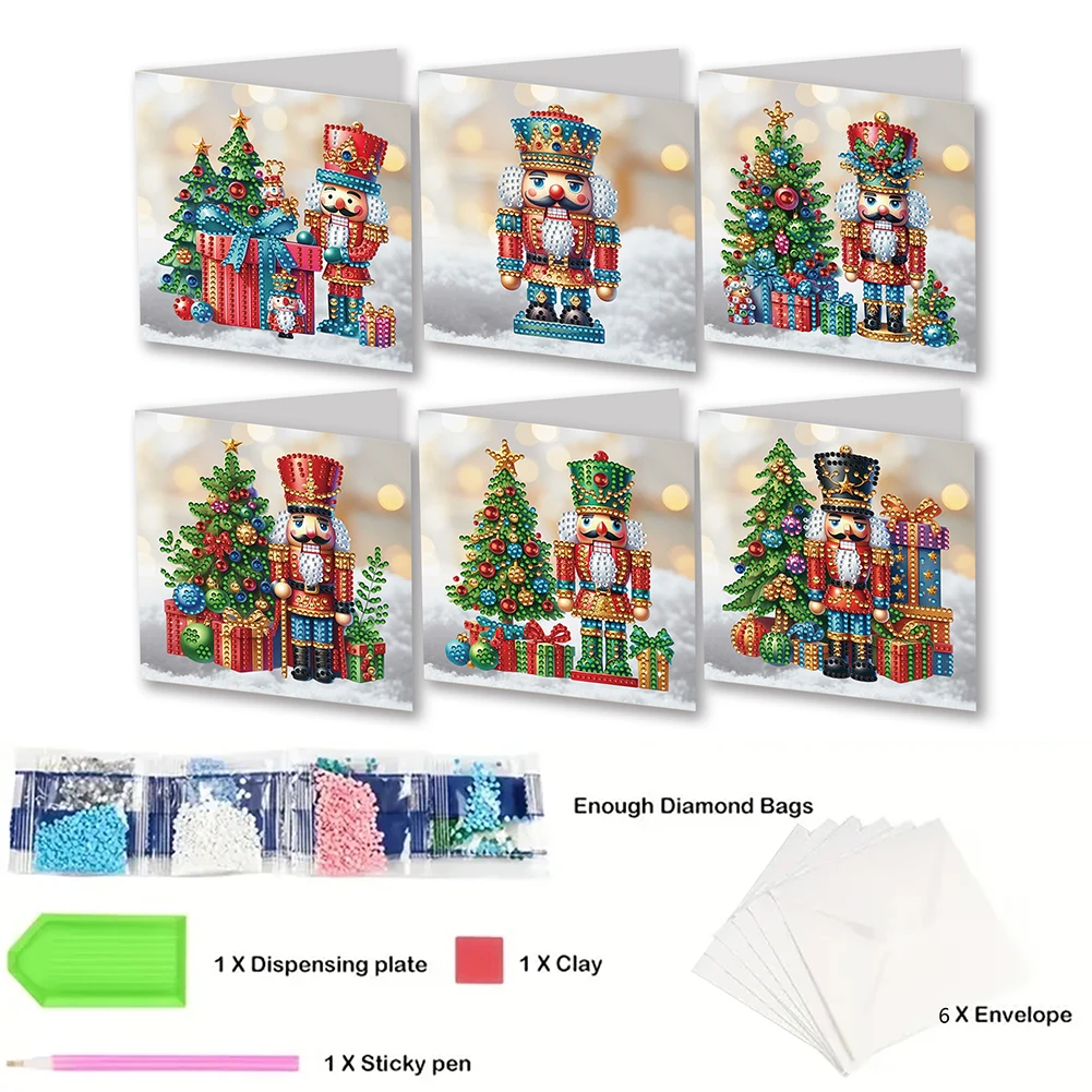 Diamant-Kunst, handgefertigte Karten, Glückwunschkarten, 6 Stück, DIY-Diamant-Malerei, Grußkarten-Set, Diamant-Kunst, Grußkarten, Geschenke