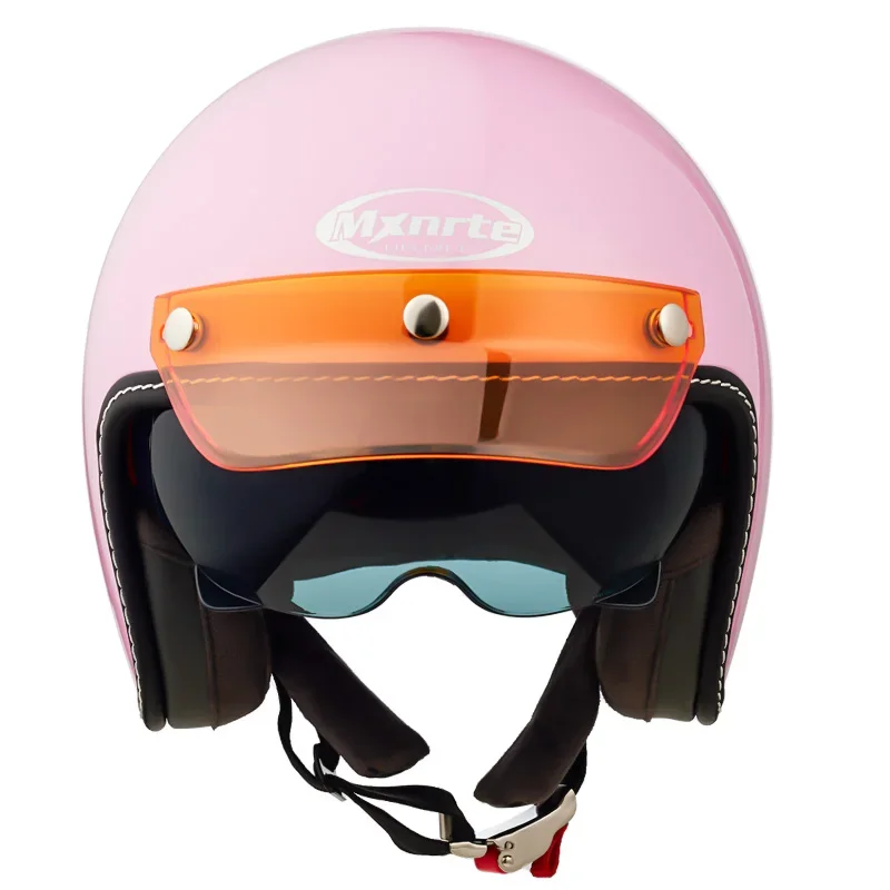 Motorcycle Helmets with Lenses, Half Helmets, Men's and Women's Motorcycle Helmets in 11 Colors Original Mxnrte Brand