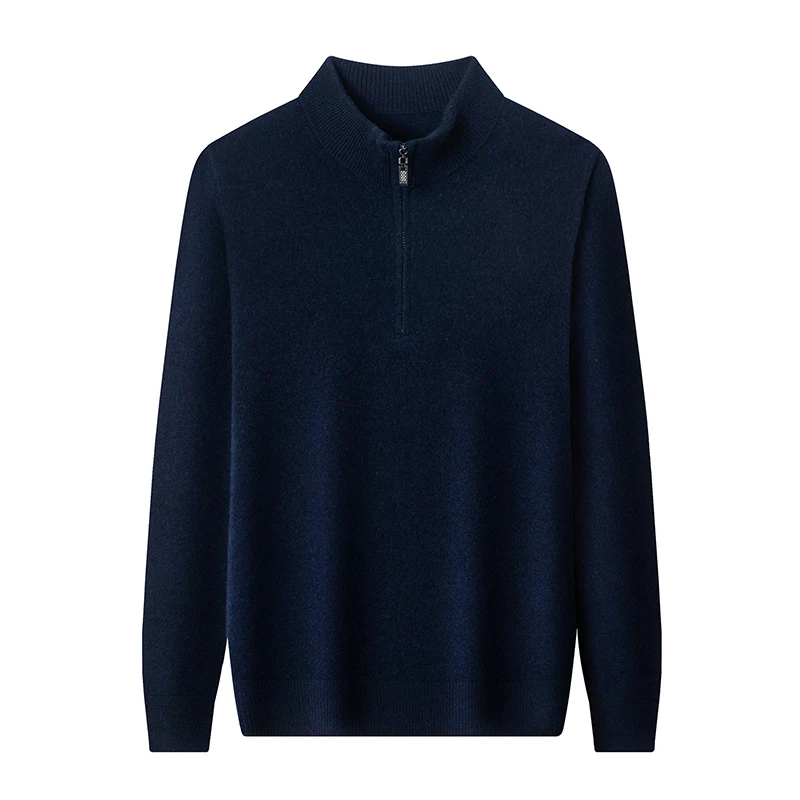 حقيقي 100% الأغنام الصوف البلوز الخريف الشتاء الكلاسيكية الدافئة سستة سترة طويلة الأكمام متماسكة الملابس البلوز الصوف القمم