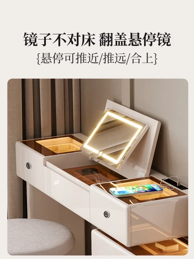 Peito cômoda com bloqueio flip, simples, leve, estilo creme, simples, quarto principal, seis blocos no final da cama