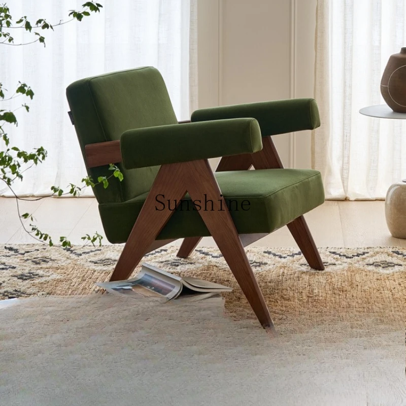 

Nordic casual solid wood single sofa living room modern simple lazy chair