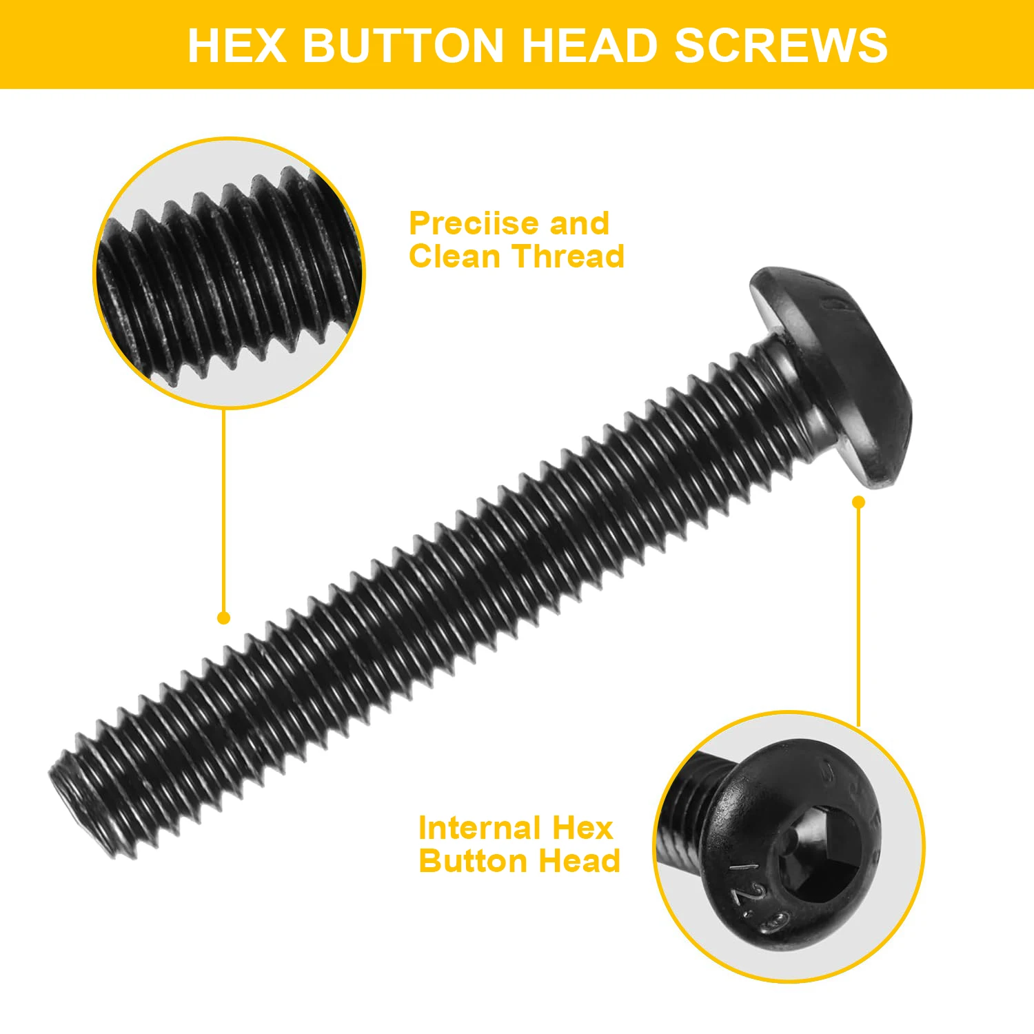 VKKM 520Pcs M3 M4 M5 M6 Hex Button Head Screws Kit, Black Plated Alloy Steel Socket Cap Bolts with Nuts and Washers, Fastener Assortment for 3D Printer DIY Repair