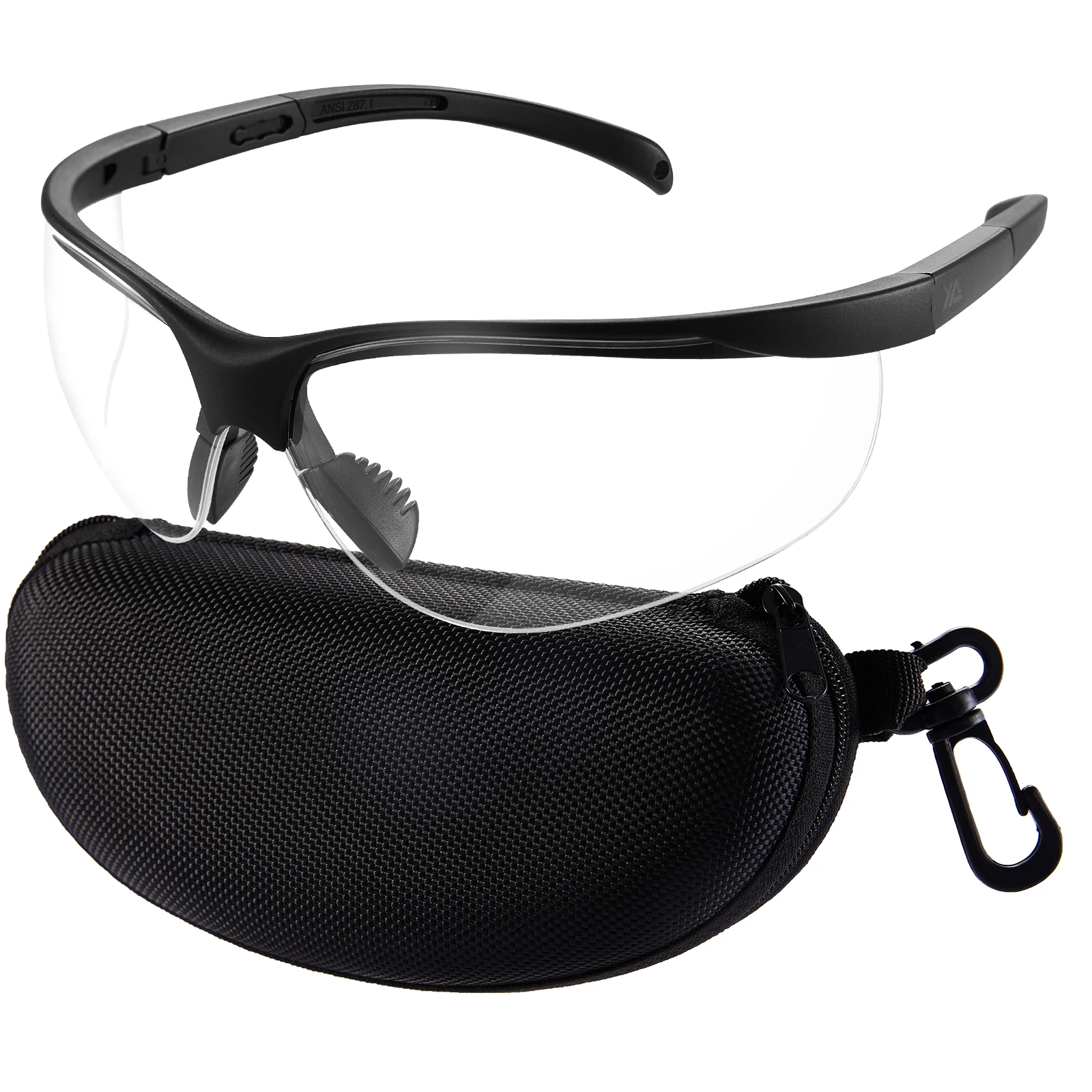 

Black Frame Safety Glasses Anti-fog Shooting Glasses, ANSI Z87 Shooting Eyewear Eye Protection with Hard Case