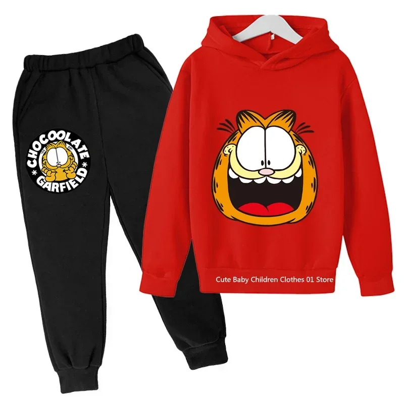 Garfield Anime Kid Pullover Hoodie Garfield Hooded Sweatshirt Autumn Spring Warm Streetshirt Boutique Kids Clothing