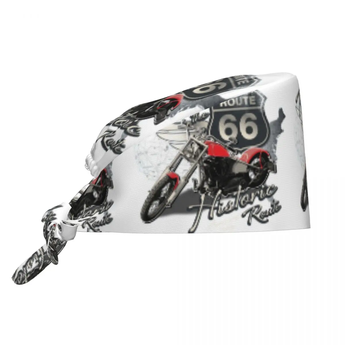 Adjustable US 66 Biker Working Hat Route 66 America Highway Motorcycle Scrub Caps Scrub Nursing Doctor Surgeon Cap for Dentist