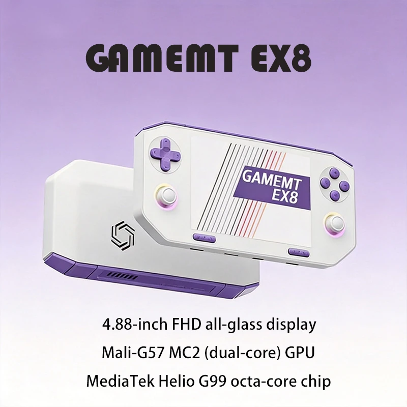 NEW GameMT EX8 4.88-inch HD 1620x1080 Screen Android14 MediaTek Helio G99 Octa-core Retro Handheld Game Console 6-axis Gyroscope