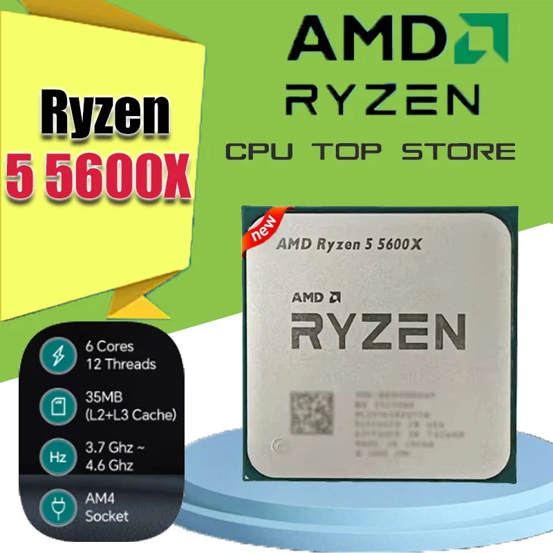 

AMD Ryzen 5 5600X 3.7GHz 6-Core 12-Thread Processor Socket AM4 7NM L3 Cache 32M 65W DDR4 Compatible No Cooler Included