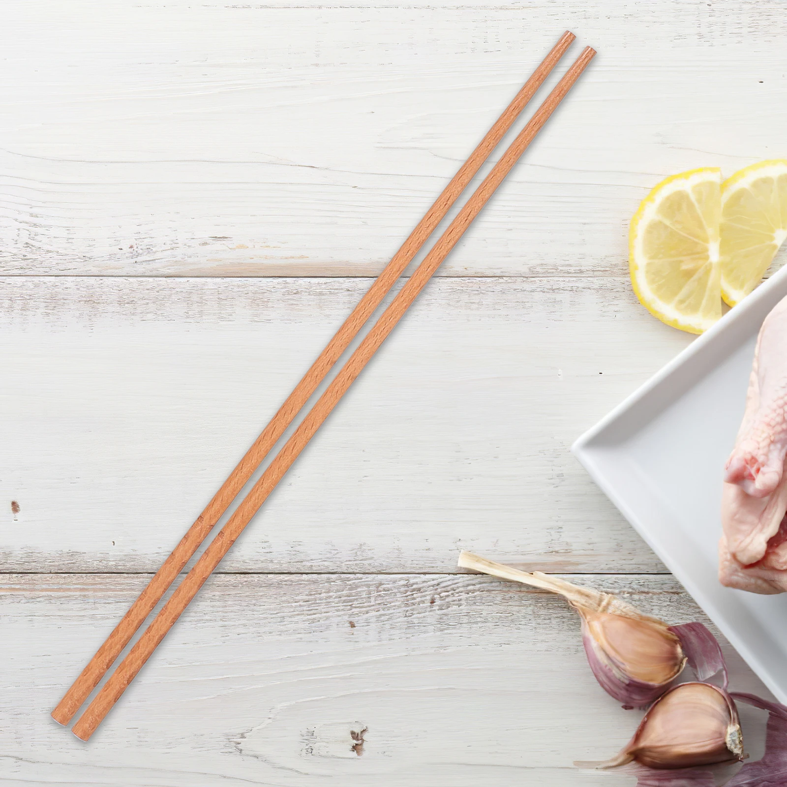 

4pcs Beech Wood Chopsticks Reusable Long Heat Resistant Anti Slip for Hotpot Frying Stir Fry Cooking Kitchen Utensils Family
