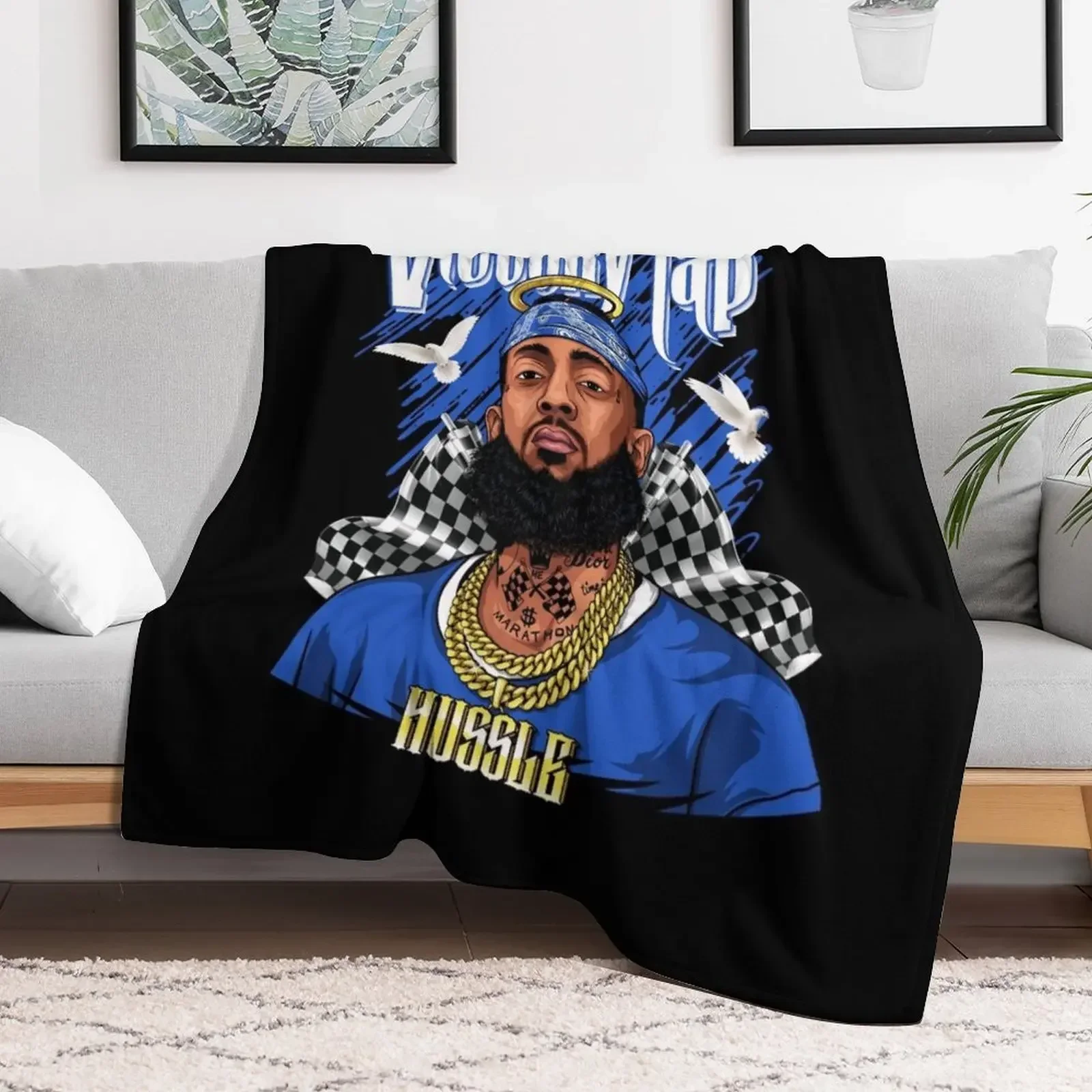 Nip Hussle Rapper Throw Blanket Moving Flannel Blankets