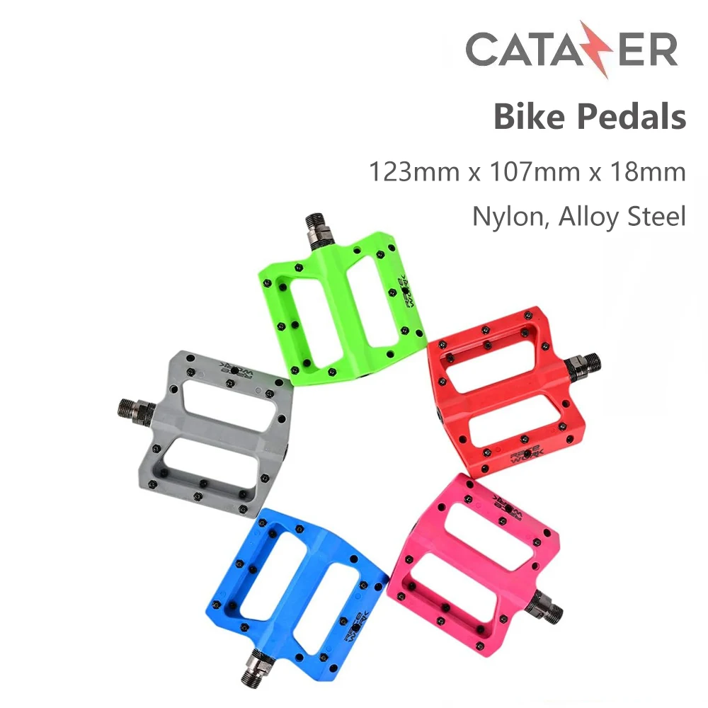 CATAZER دواسات الدراجة الجبلية ألياف النايلون سبائك الصلب 123X107X18 مللي متر دواسات الدراجة عدم الانزلاق دواسات الدراجات للدراجات الجبلية/الطريق