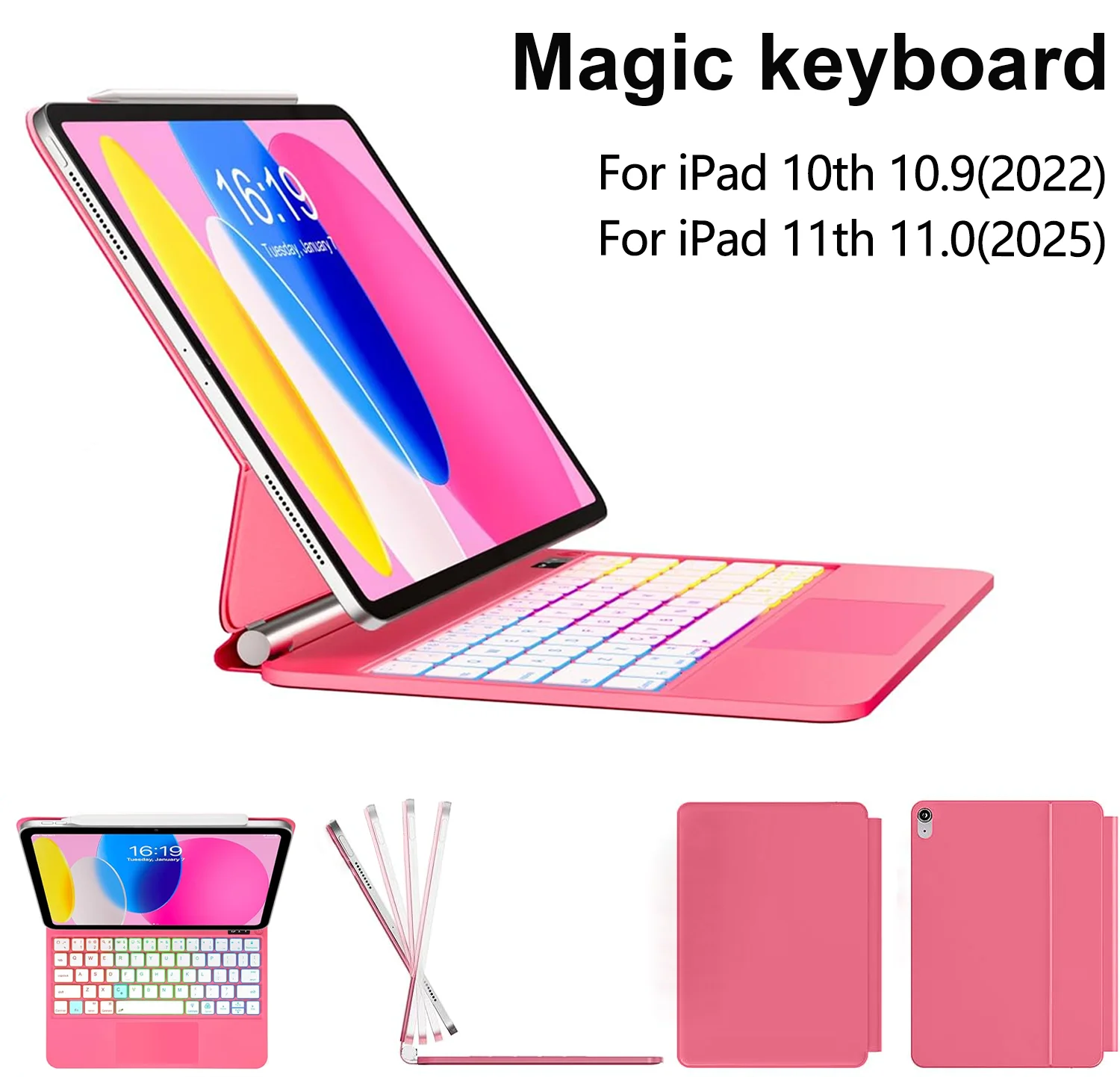 

Magic Keyboard Case For iPad 11th Gen A16 11 inch A3354 A3355 A3356 10th Generation 10.9" A2696 Folio Cover Backlit Touchpad