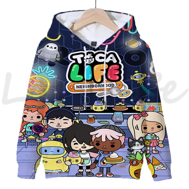 Toca Life World Hoodies Children Cartoon Sweatshirt Boys Girls Autumn Tops Toca Boca Print Pullovers Sudadera Kids Clothes gifts